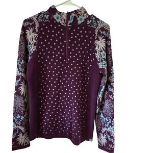 Title Nine 1/4 zip Merino Wool blend Ski Sweater Size Medium Purple Blue